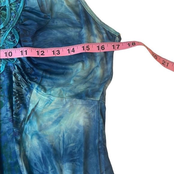 One World Live and Let Live Blue Tie Dye High Low Boho Sleeveless Dress Size L - Picture 6 of 10